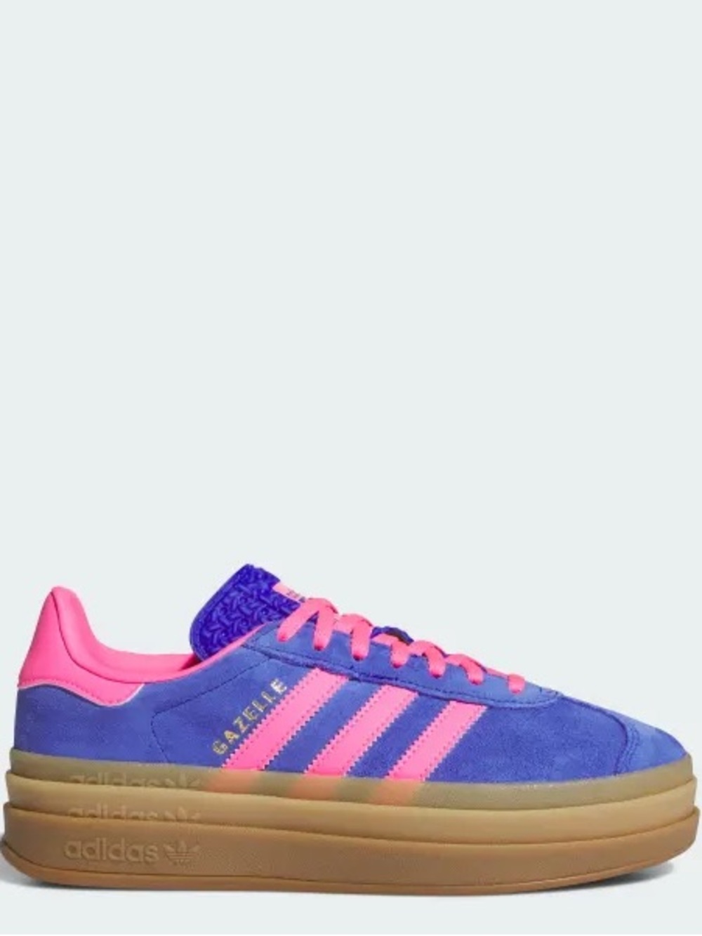 NWT Adidas Gazelle Platform Sneaker in Blue & Pink with Gum Sole - Picture 2 of 4